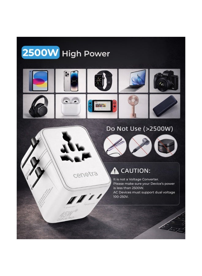 محول سفر عالمي بقدرة 45 واط بتقنية PD GaN III للشحن السريع مع 3 منافذ USB-C و2 منافذ USB-A للأجهزة اللوحية وهواتف أندرويد وiPhone، محول قابس دولي من النوع G/A/C/I للإمارات والمملكة المتحدة وأوروبا والولايات المتحدة وأستراليا - Image 5